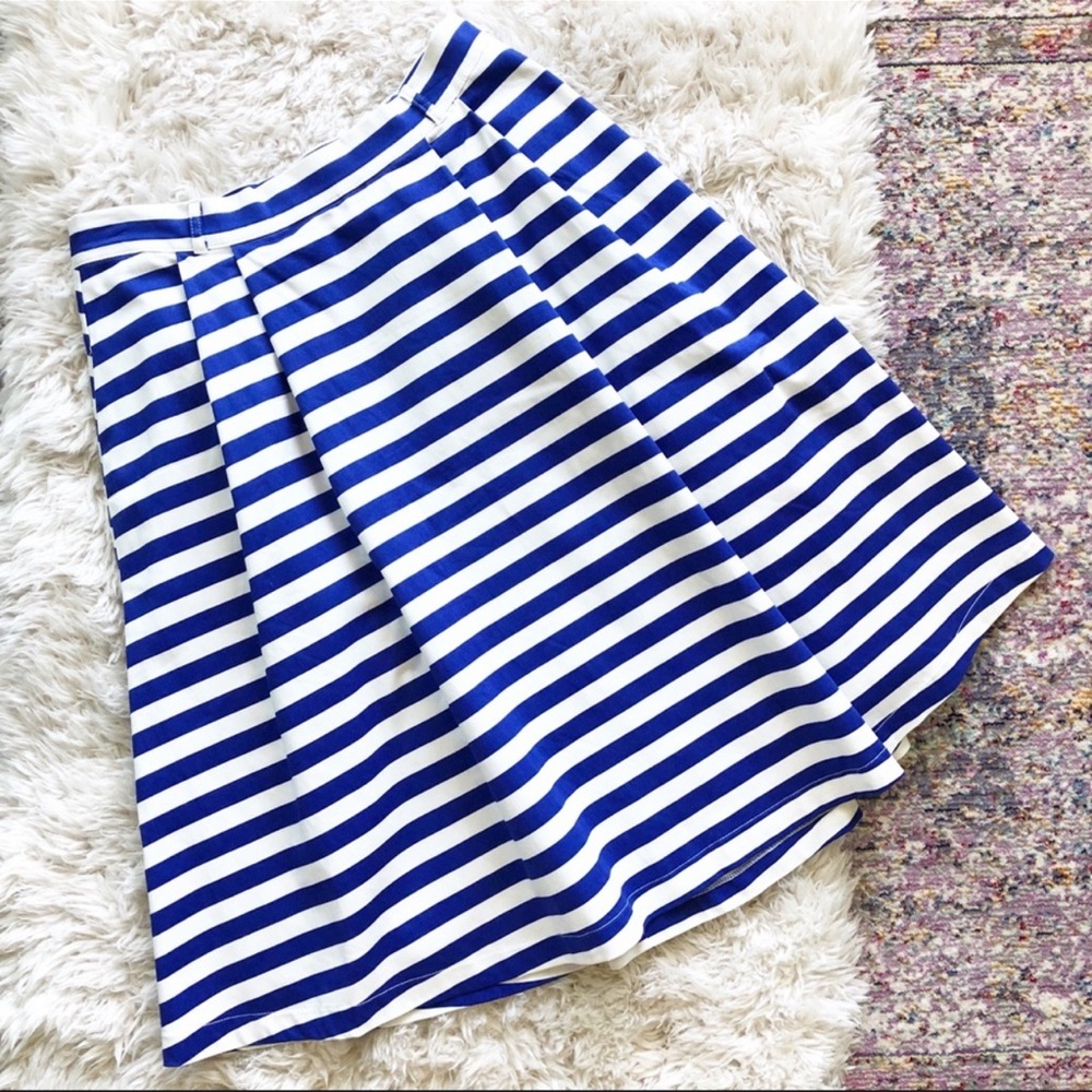 ModCloth | Blue and White Striped Midi Skirt Large